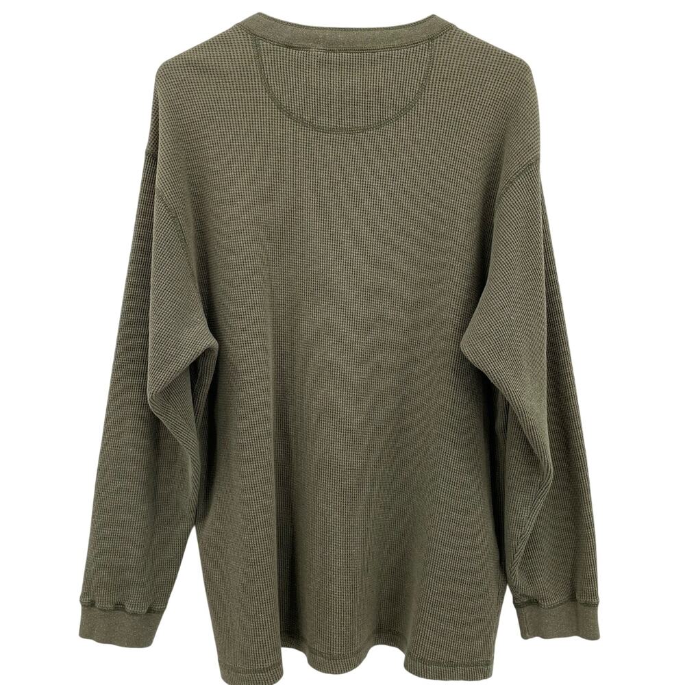 Natural Life Men's Waffle Knit Henley Shirt, Green, Sz.‎ L, Lightweight - Picture 2 of 8